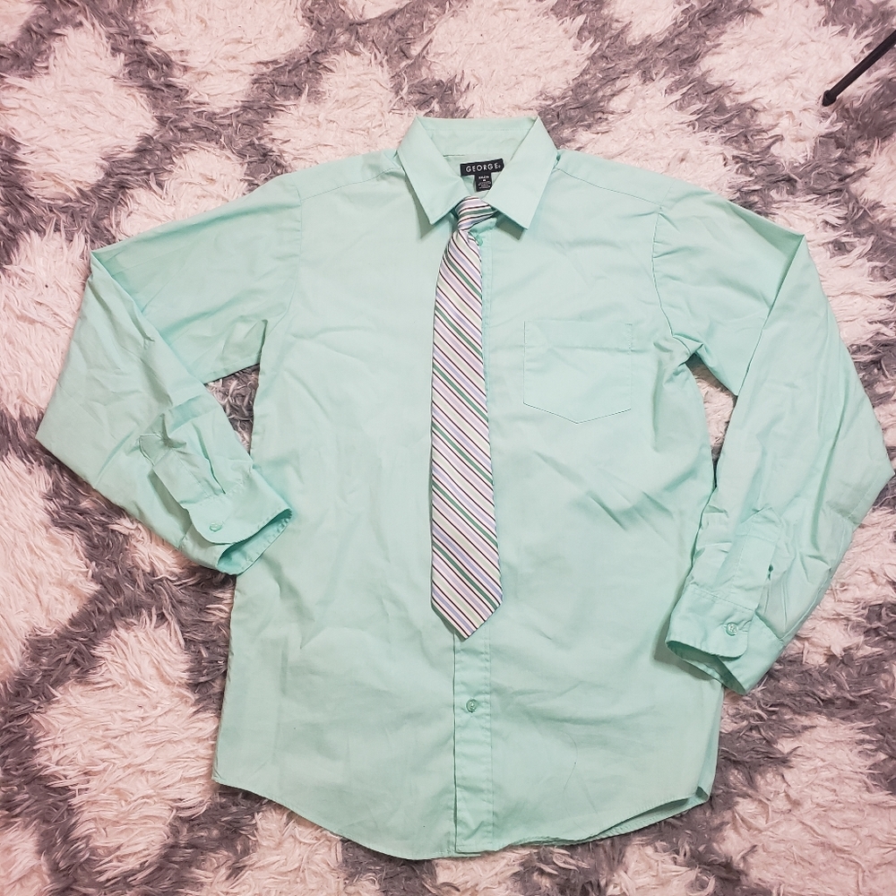 Green button down with tie